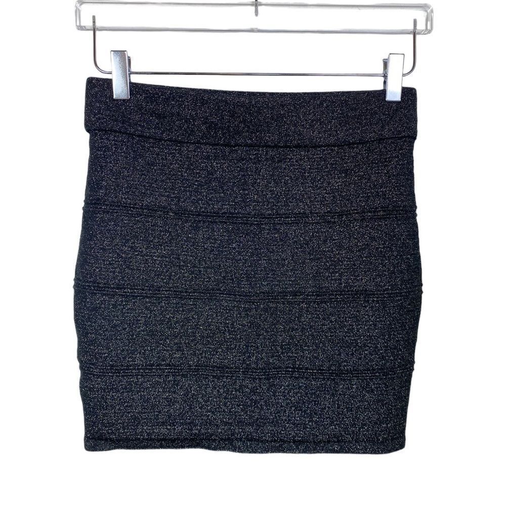 WOW Couture M black mini skirt with silver shimmer stretchy